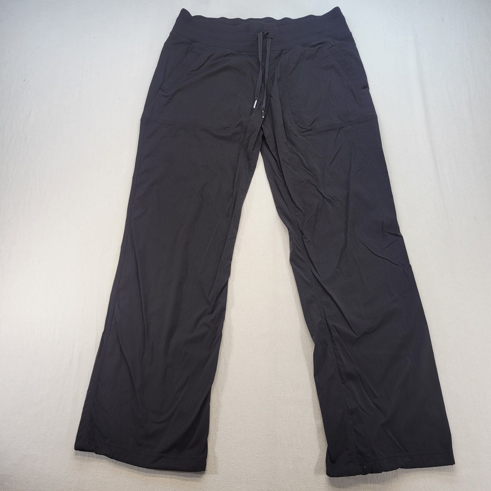 Lululemon Dance Studio Pants Womens 10 Black Ribbed Athletic Pockets Drawstring